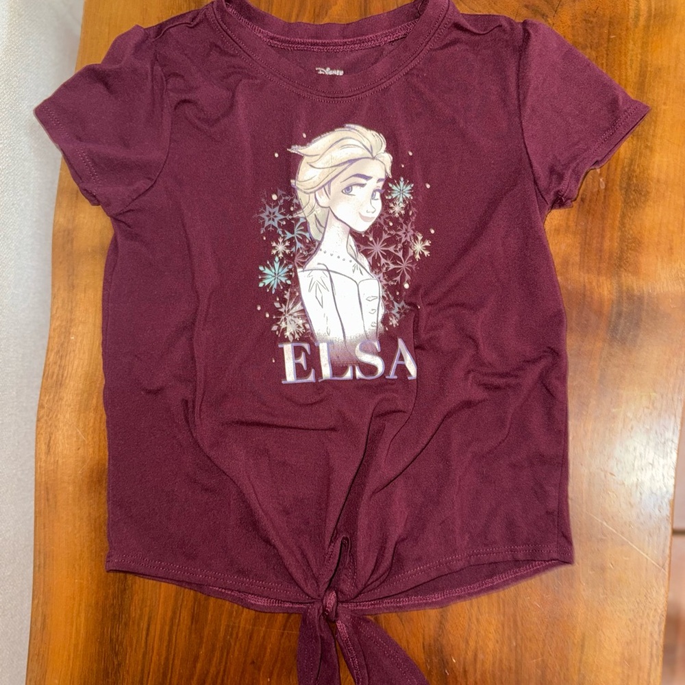 Elsa Graphic Tie-Front Kids Tee -‎ Burgundy